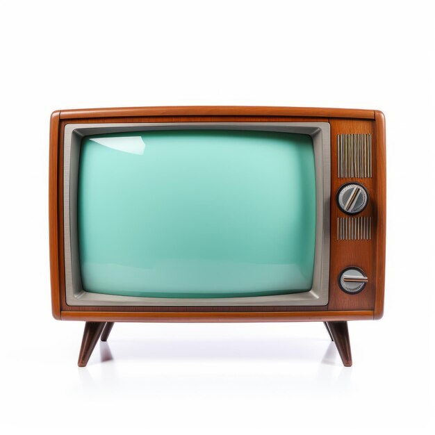 Vintage TV na białym tle Satyryczny ekspansywny Solapunk Design