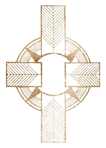 Vintage złoty krąg i krzyż png art print remix z dzieł sztuki Samuela Jessuruna de Mesquita