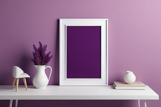 Violet Vibrance Velvet Blank Frame Mockup z białą pustą przestrzenią do umieszczenia projektu