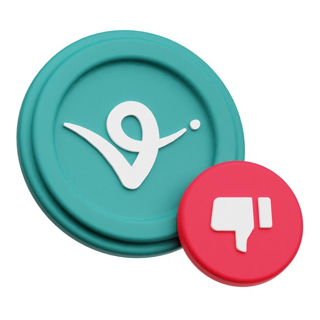 virtual protocol crypto token 3d icon isolated on the white background