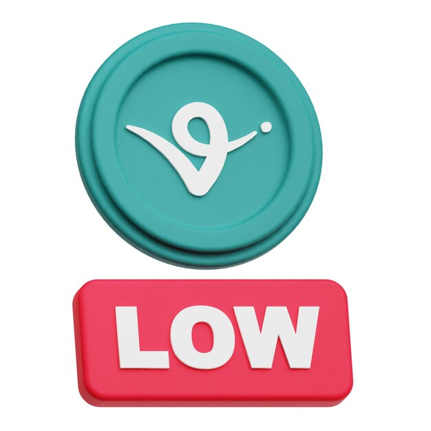 virtual protocol crypto token 3d icon isolated on the white background