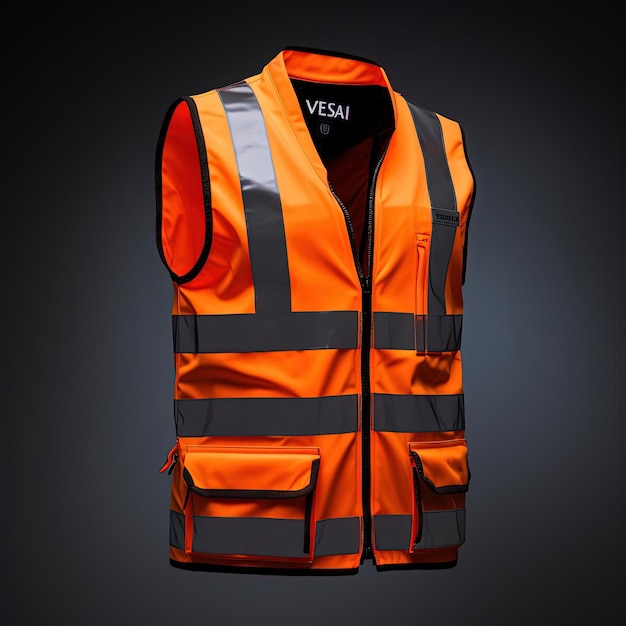 Zdjęcie visulatis vega kamizelka bezpieczeństwa zawodowego fluorescencyjna pomarańczowa w stylu ilustracji cyfrowej