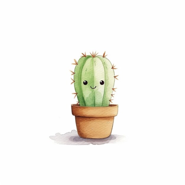 w doniczce jest kaktus z uśmiechem generatywnym AI