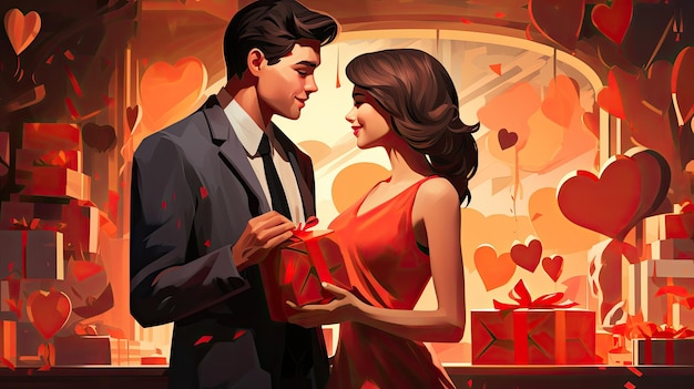 W Dzień Świętego Walentynki romantyczne zalotowanie i koncepcja miłości są powszechne.