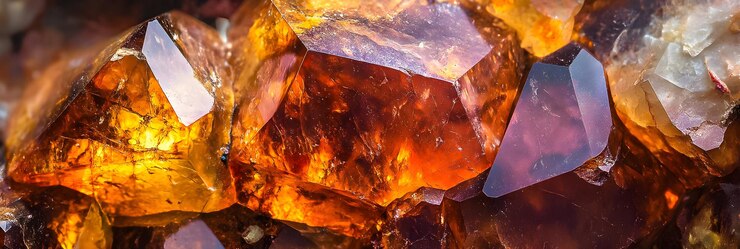 W jasnym oświetleniu brązowe kamienie szlachetne przedstawiają naturalne piękno i skomplikowane formacje w zdumiewających szczegółach