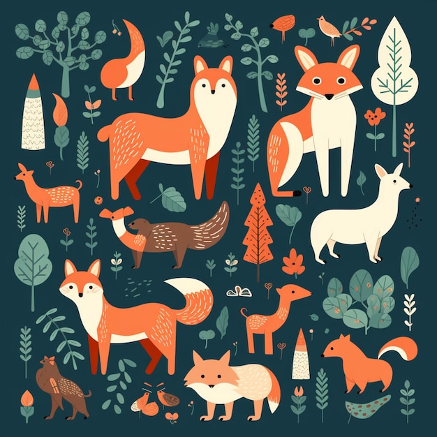 W lesie jest wiele różnych rodzajów lisów.