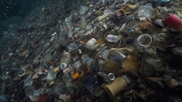 W oceanie piętrzą się ogromne ilości plastikowych butelek.