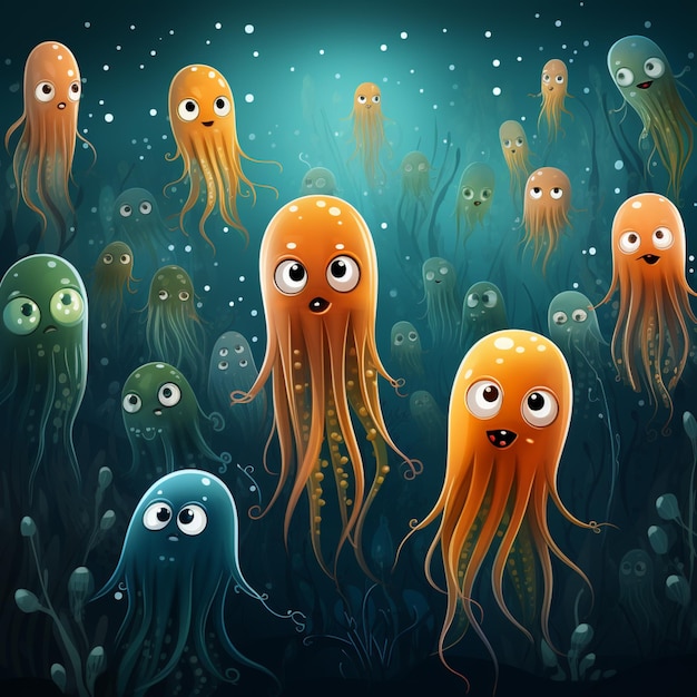 w oceanie pływa wiele meduz generatywnych