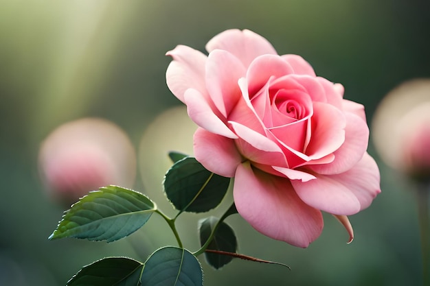 W ogrodzie jest różowa róża.