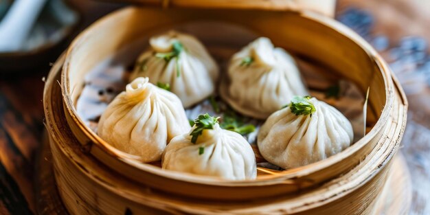 W parze Xiao Long Bao w bambusowej parówce