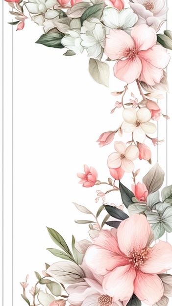 W ramce wydruk obrazu kwiatów z ramką z napisem "wiosna".