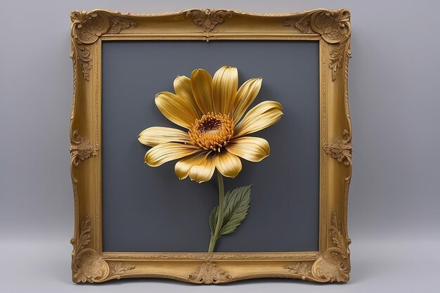W ramce zdjęcie kwiatu ze złotą ramką