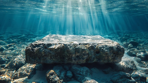 W spokojnych głębiach podwodnego świata leży pusty kamienny piedestal.