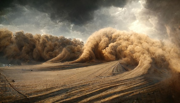 w środku wichru piaskowego huraganu burzy piaskowej