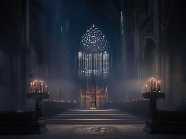 W środku znajduje się przerażająca, oświetlona katedra z mroczną historią.