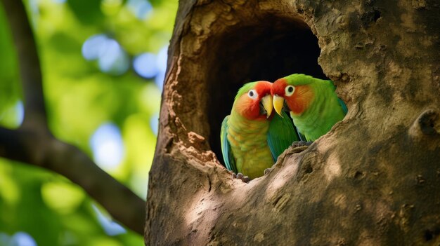 W swoim naturalnym środowisku dzikie papugi zazwyczaj odpoczywają na drzewach lub dziuplach