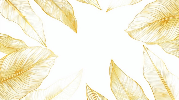 W tej galerii znajdziesz tropikalne liście tapety luksusowe natury liście wzór projekt złoty banan liść linia sztuka ręcznie narysowany projekt kontur dla tkaniny druku okładki baner i zaproszenie