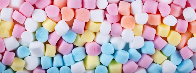 Zdjęcie w tle kolorowych, smacznych marshmallows