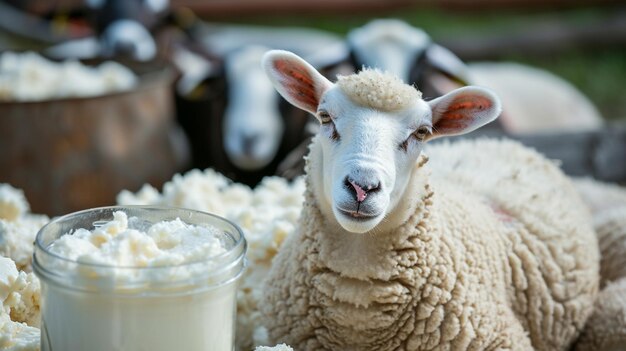 w tle produktów mlecznych i owiec gospodarstwa