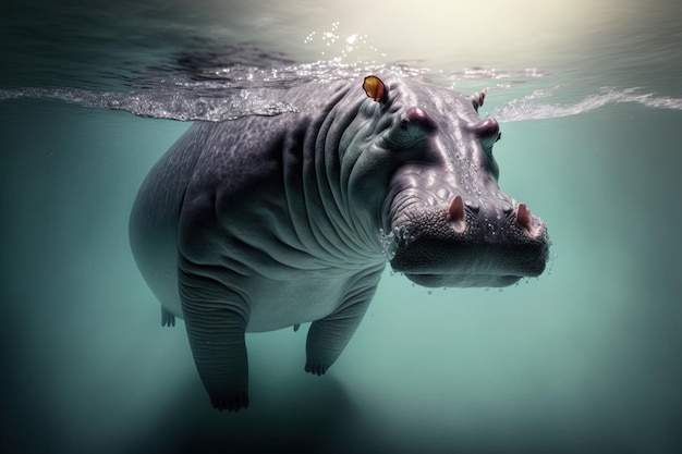 W wodzie hipopotam