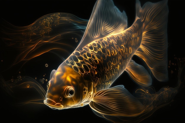 W wodzie pływa złota rybka.