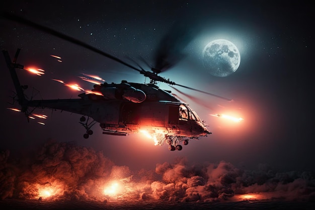 Wabiki na flary wystrzeliwane nocą z wojskowego helikoptera