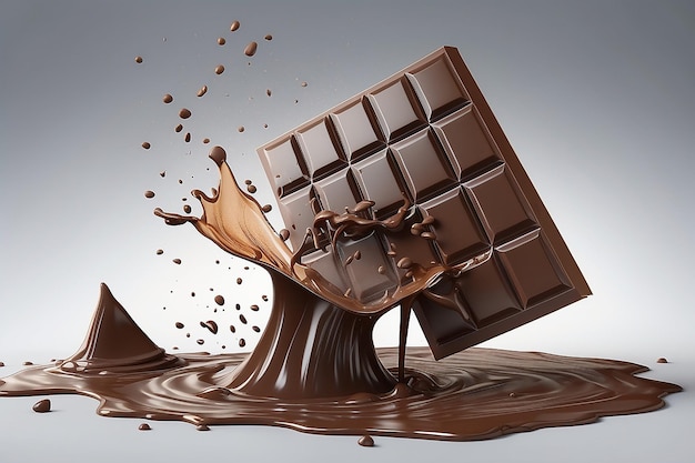 Wafer z reklamami na czekoladę, ilustracją 3D i opakowaniem
