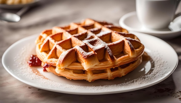 Wafle lub croissant na białym talerzu