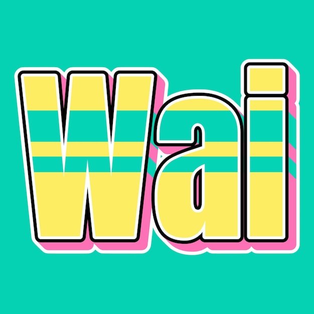 Zdjęcie wai typography vintage 90s 3d design yellow pink text background photo jpg