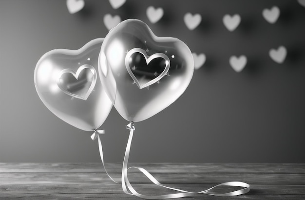 Wakacyjna ilustracja latającego serca balonu serca Szczęśliwych walentynek Poziomy baner na stronie internetowej Generative AI