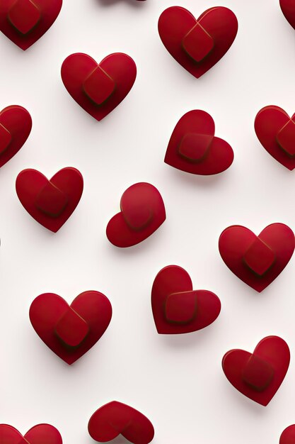 Zdjęcie walentynki miłość symbol 3d serca w pionowym odizolowanym na białym tle