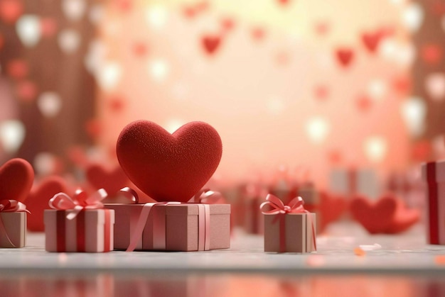 Walentynki prezent w kształcie serca świece Walentynki tło