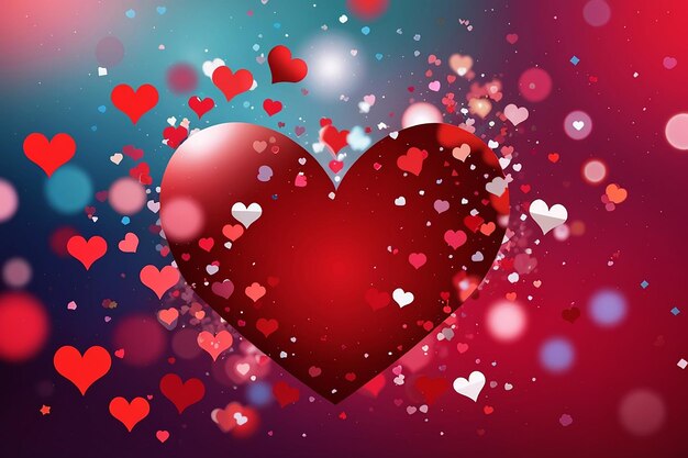 Walentynki serca bokeh i gwiazdy na kolorowym i czerwonym tle ilustracja