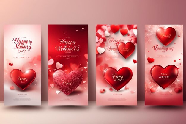 Walentynki tło z czerwonymi sercami i różami Walentynki Czerwone abstrakcyjne tapety z kwiatami granica romantyczna miłość tło kolaż dzień Walentynek