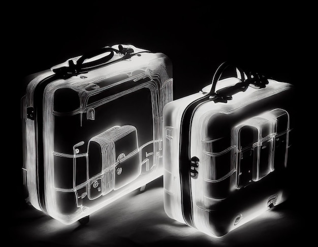Walizka na skanerze lotniska xray Concept Przewóz przedmiotów zabronionych w bagażu rejestrowanym Generacyjna sztuczna inteligencja