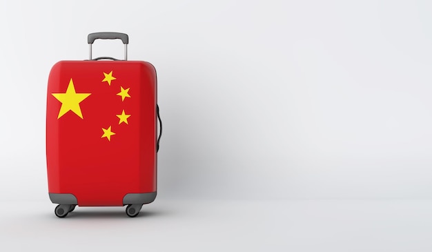 Walizka podróżna z flagą Chin Holiday 3D Render