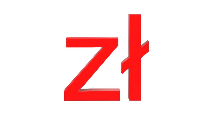 Zdjęcie waluta polski pln polski złoty na czerwono ilustracja 3d