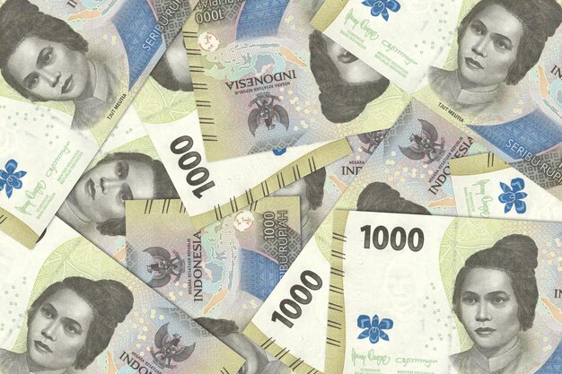 Waluta z Indonezji Banknoty indonezyjskie Zbliż pieniądze z Indonezii Rupiah indonezyjski renderowanie 3D