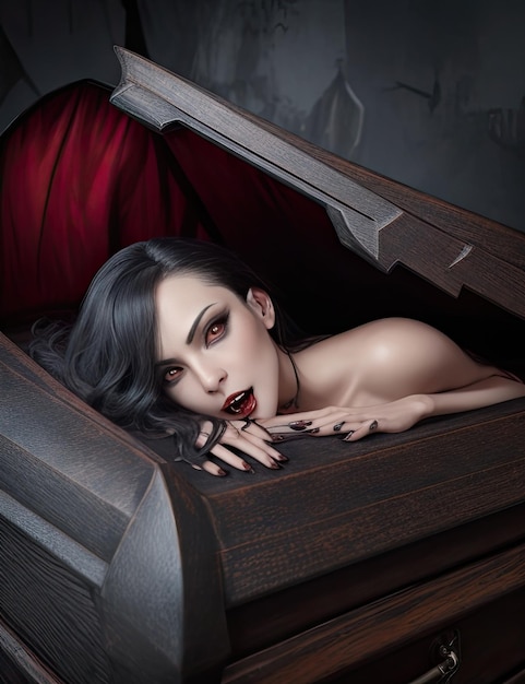 wampir w pudełku w noc Halloween