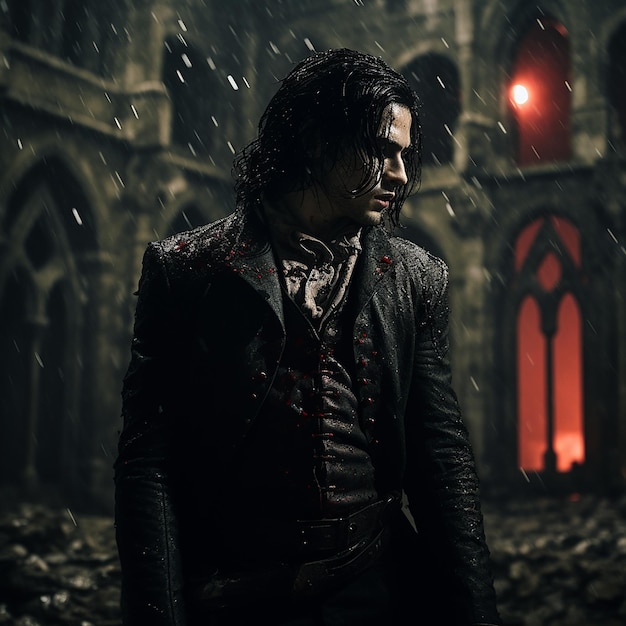 Zdjęcie wampir w zrujnowanym zamku.