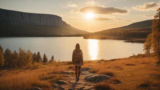 Wanderlust zdjęcie kobiety spędzającej czas nad jeziorem