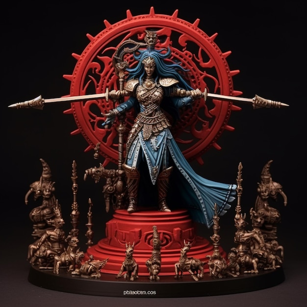 Zdjęcie warhammer bogini z rękami trzymającymi posąg obraz sztucznej inteligencji generowanej sztuki