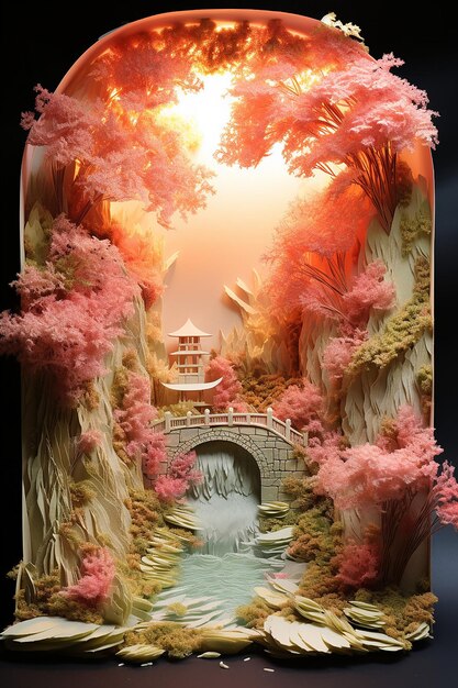 warstwowy papier 3D diorama Monet