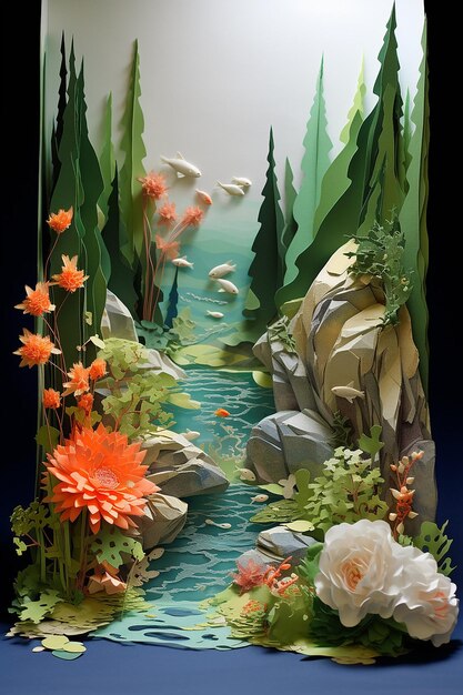 Warstwowy papier 3D diorama Monet