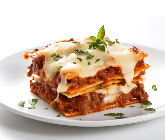 Warstwy makaronu i sosu mięsnego łączą się, tworząc pikantną i aromatyczną lasagne Generative AI