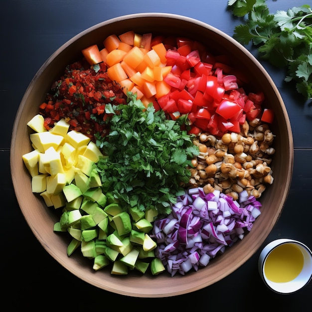 Zdjęcie warzywa w misce mieszanka pokrojonych składników sałatki