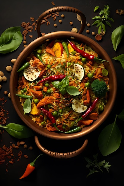 Warzywne danie Biryani z pachnącym ryżem basmati Mieszanka warzywna Indie Witryna internetowa z kulturą kulinarną