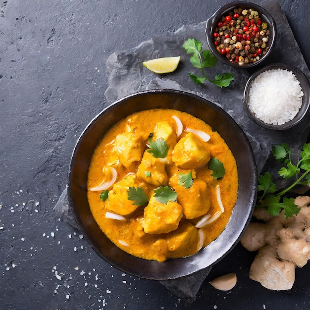warzywo Kolhapuri w czarnej misce indyjskie warzywo curry wegetariańskie azjatyckie jedzenie i posiłek