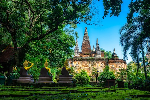 Wat Chet Yot lub Wat Photharam Maha Wihan świątynia siedmiu pagód Jest to główna atrakcja turystyczna w Chiang Mai Tajlandia z wieczorem Świątynia w Chiang Mai