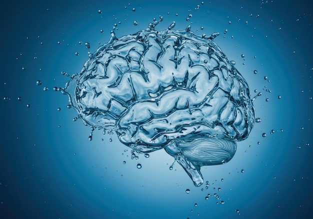 water brain with blue background